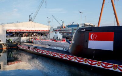 Bundeskanzler und Premierminister bei U-Boot-Doppeltaufe für Singapur