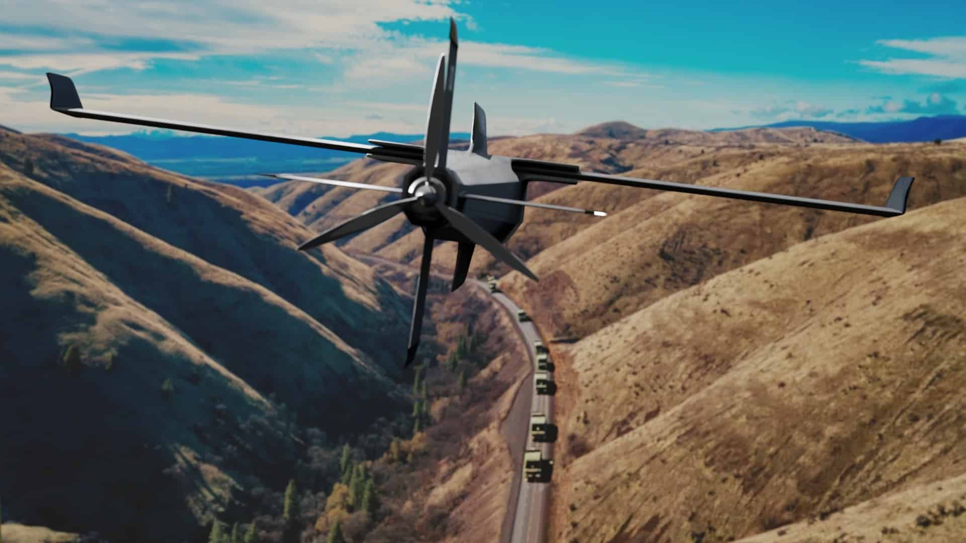 Rheinmetalls hochmodernes Loitering Munition System (LMS) FV-014 ist ausgelegt für den dynamischen Gefechtsfeldeinsatz auf Entfernungen bis zu 100 km. Das System verbindet hohe Wirksamkeit gegen gepanzerte und ungepanzerte Ziele mit modernster Sensorik, Netzwerkfähigkeit und Einsatzoptionen auch in GNSS-gestörten Umgebungen. Foto: Rheinmetall AG